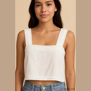 4OUR Dreamers Linen Cream Crop Top Extra Large